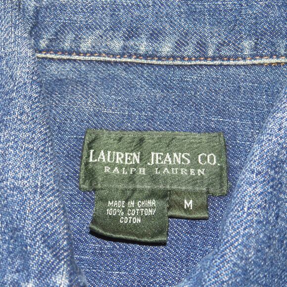 Lauren Jeans Co. Ralph Lauren Medium Wash Denim Button Front Jean Jacket - Picture 7 of 8